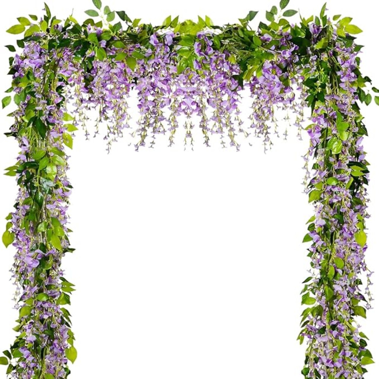 5 Pack Artificial Wisteria Garland - 33ft Total Hanging Wisteria Vine - Purple Fake Flowers for Wedding Arch, Party, Garden & Home Wall Decor - Realistic Silk Floral String